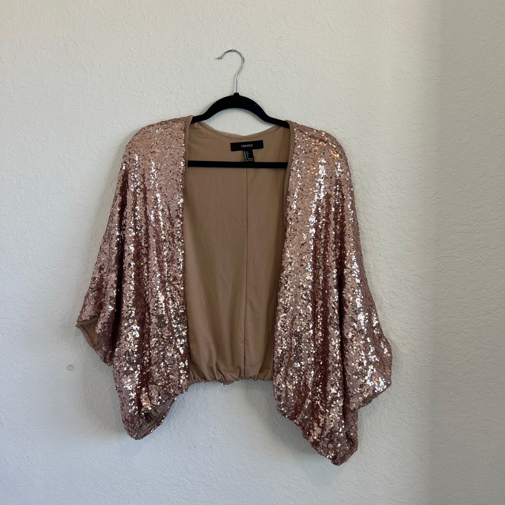 Forever 21 Rose Gold Sequin Kimono